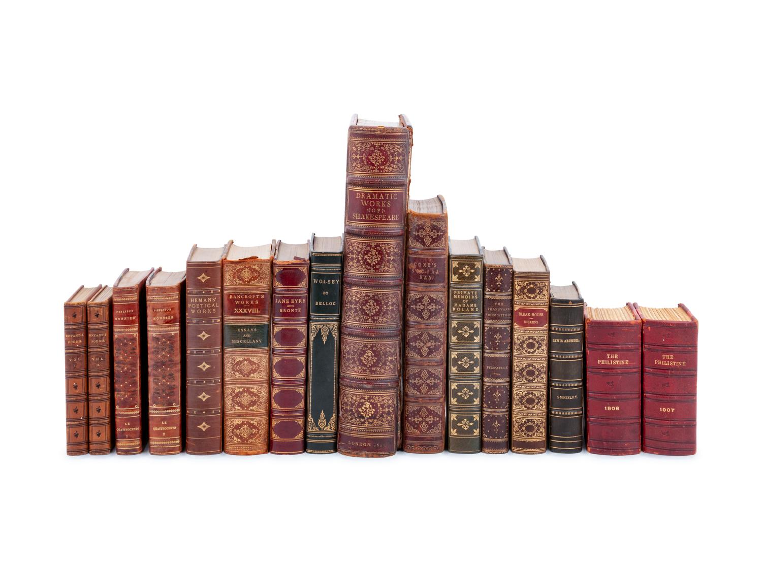 [BINDINGS]. A group of 14 works in 16 volumes, including: