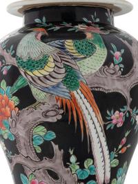 A Chinese Famille Noir Porcelain Jar Mounted as a Lamp