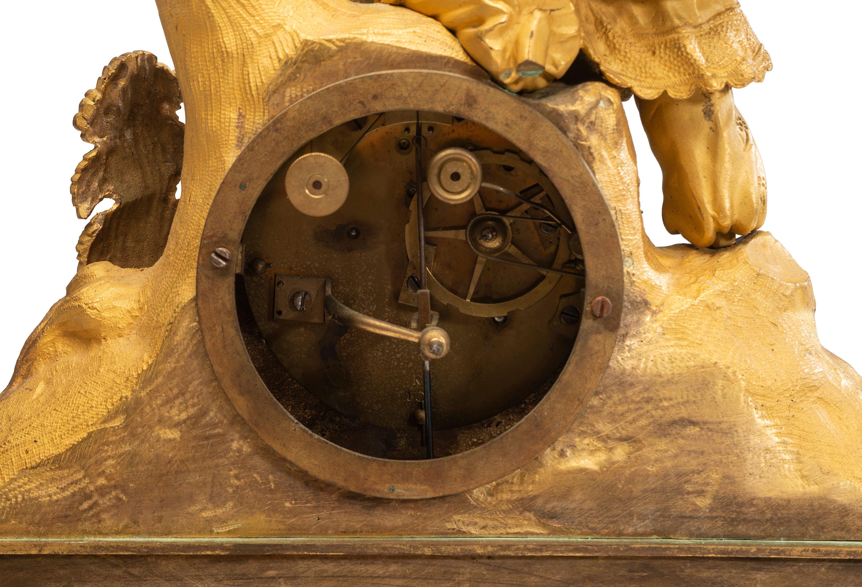 A Continental Gilt Metal Figural Mantel Clock
