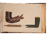 [NATIVE AMERICAN] -- [GOLD RUSH]. An album of watercolor drawings by prospector George V. Storkey (ca 1867-1942) depicting British Columbian Indigenous objects, likely related to the Nlaka’pamux, ca late 1890s-early 1900s.