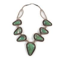 Large Navajo Silver and Turquoise Necklace