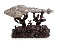 A Tibetan Silver Mounted Shell Horn