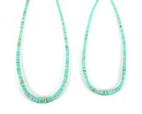 Two Southwestern Turquoise Heishi Bead Necklaces Lenght of larger 32 1/2 inches