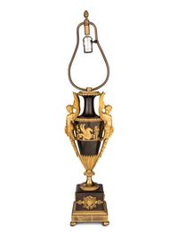 A Pair of Directoire Ormolu and Patinated Bronze Urns