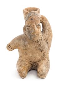 A Mexican Polished Earthenware Figure, Jalisco. Height 8 1/4 x width 5 1/4 x depth 5 inches.