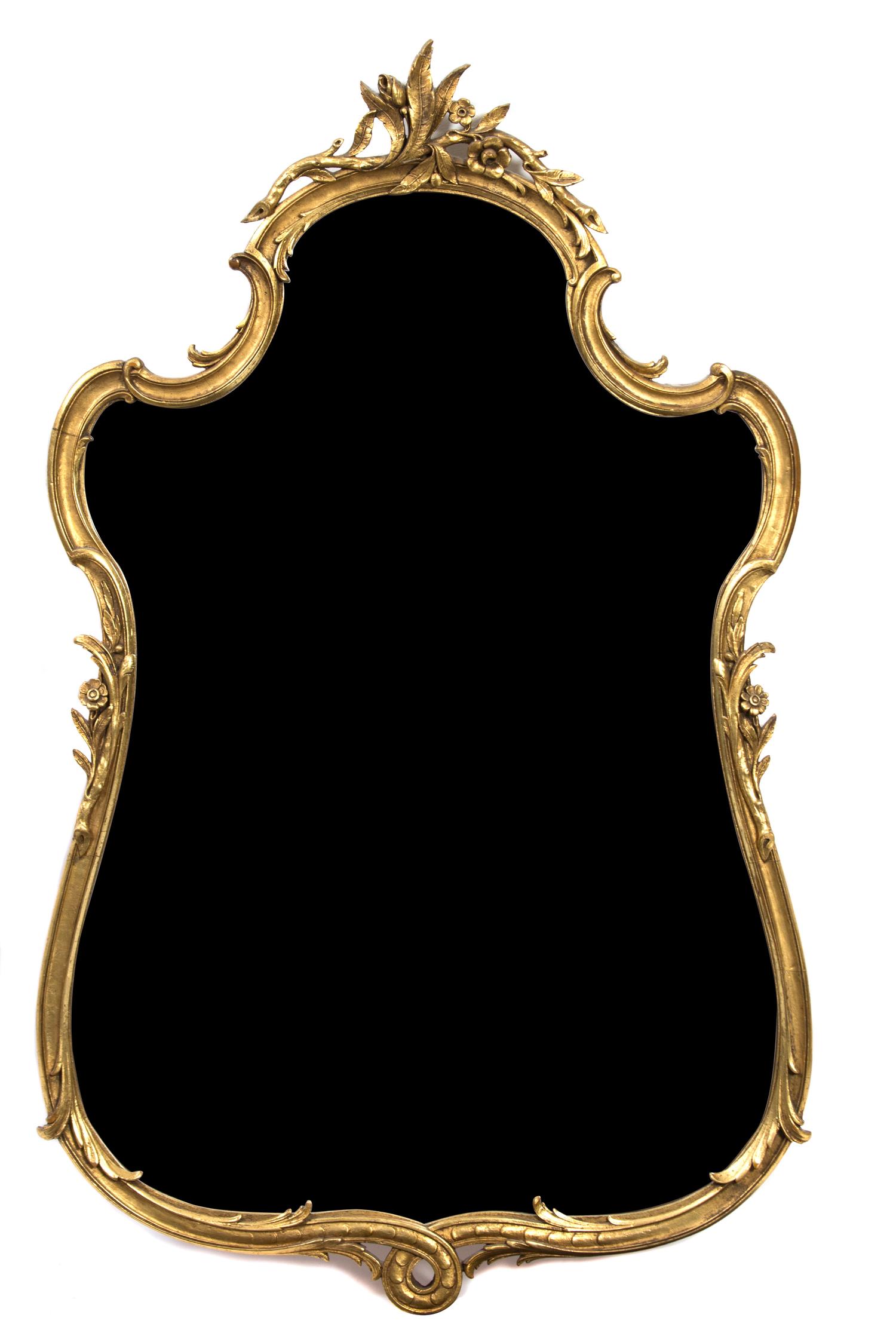 A Victorian Style Carved Giltwood Mirror Height 45 x width 26 3/4 inches. — 20TH CENTURY