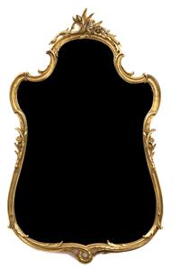 A Victorian Style Carved Giltwood Mirror Height 45 x width 26 3/4 inches. — 20TH CENTURY
