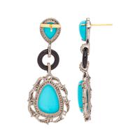 TURQUOISE, DIAMOND AND ONYX EARRINGS