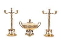 A French Parcel Gilt Silver Three-Piece Table Garniture