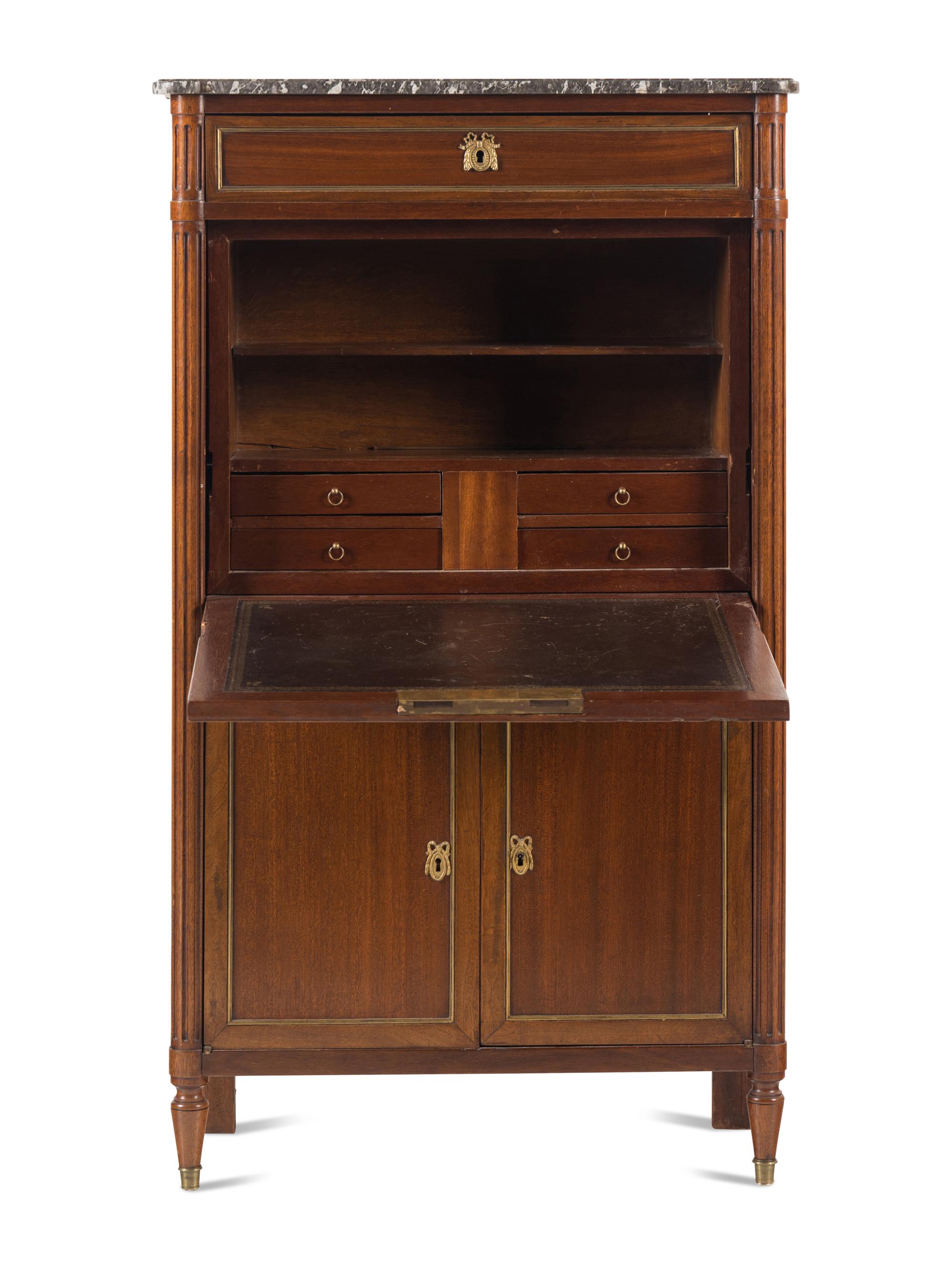 A Louis XVI Style Mahogany Secrétaire à Abbatant