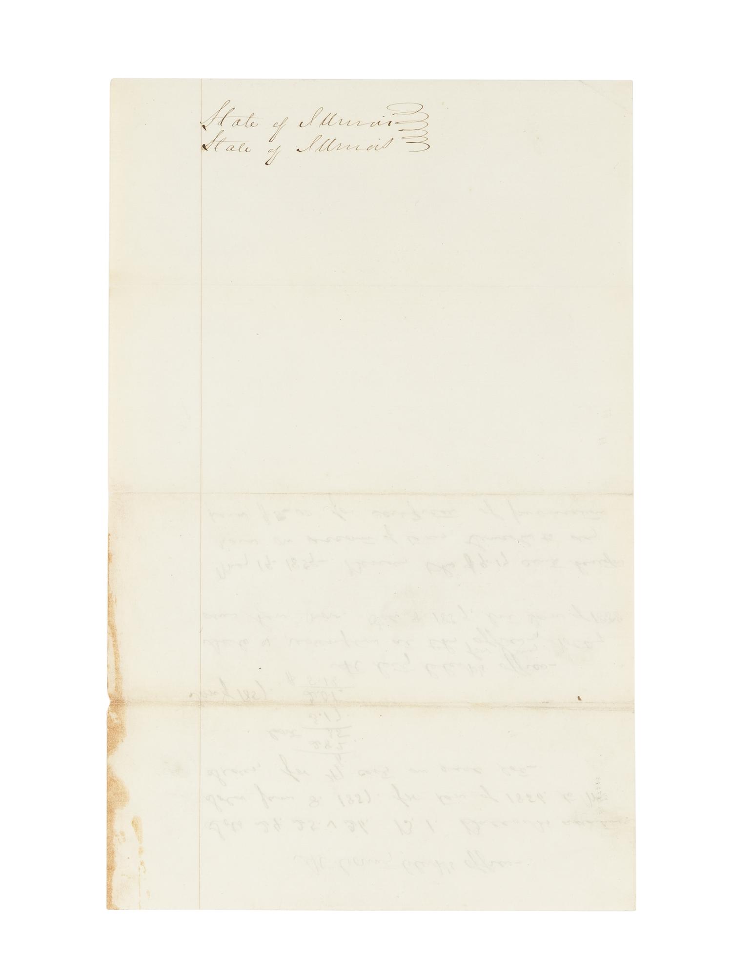 LINCOLN, Abraham (1809-1865). A small archive of 9 manuscript and partially printed documents relating to the Bullock Land Transaction, Springfield, Illinois, 1855-1859, comprising: