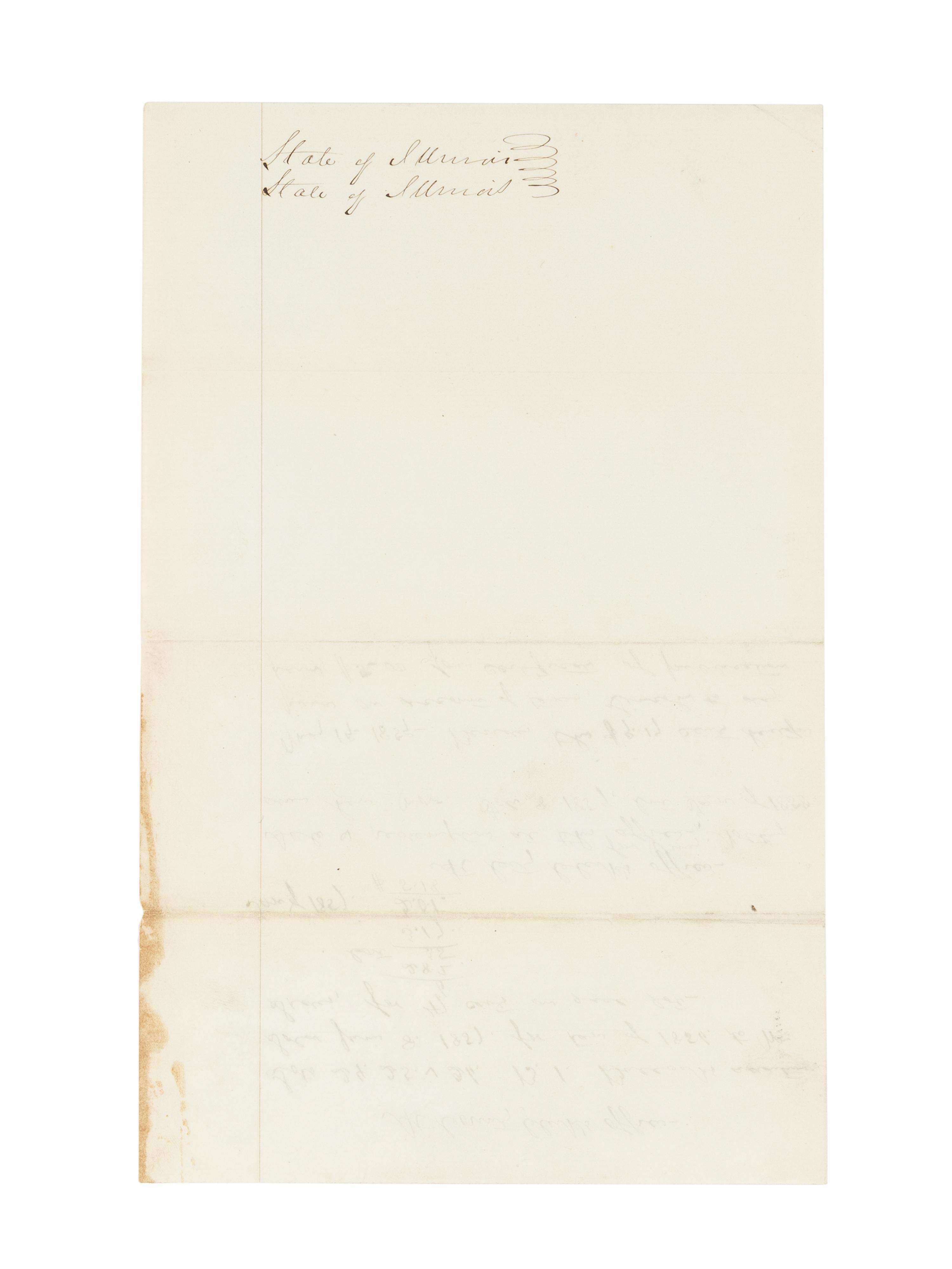 LINCOLN, Abraham (1809-1865). A small archive of 9 manuscript and partially printed documents relating to the Bullock Land Transaction, Springfield, Illinois, 1855-1859, comprising: