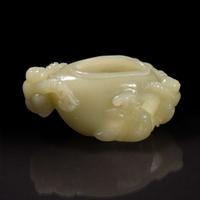 A Chinese carved creamy-white jade "Boys" coupe 白玉童子水盂 19th century or later ???????