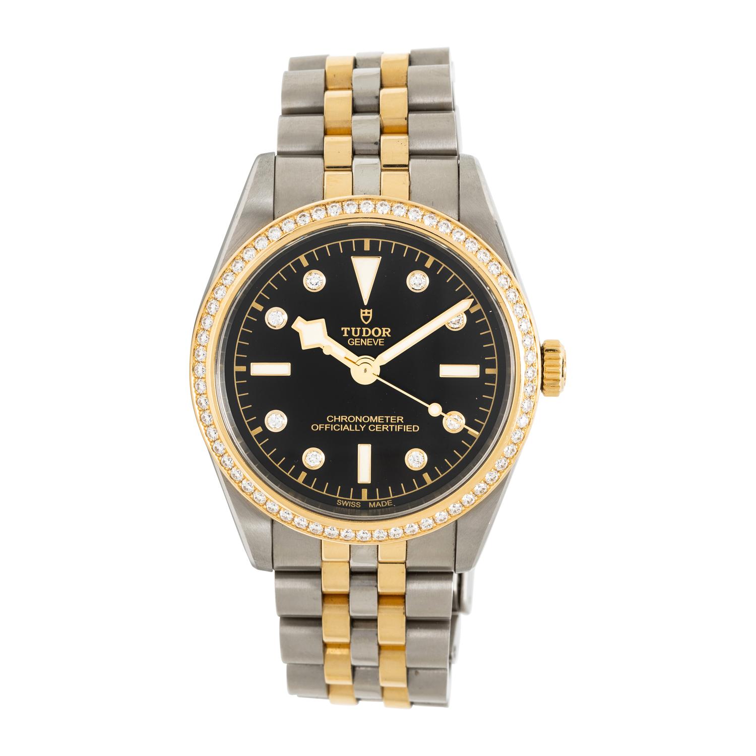 TUDOR, REF. 79653 'BLACK BAY' STAINLESS STEEL AND YELLOW GOLD WATCH WITH DIAMOND BEZEL AND INDICES