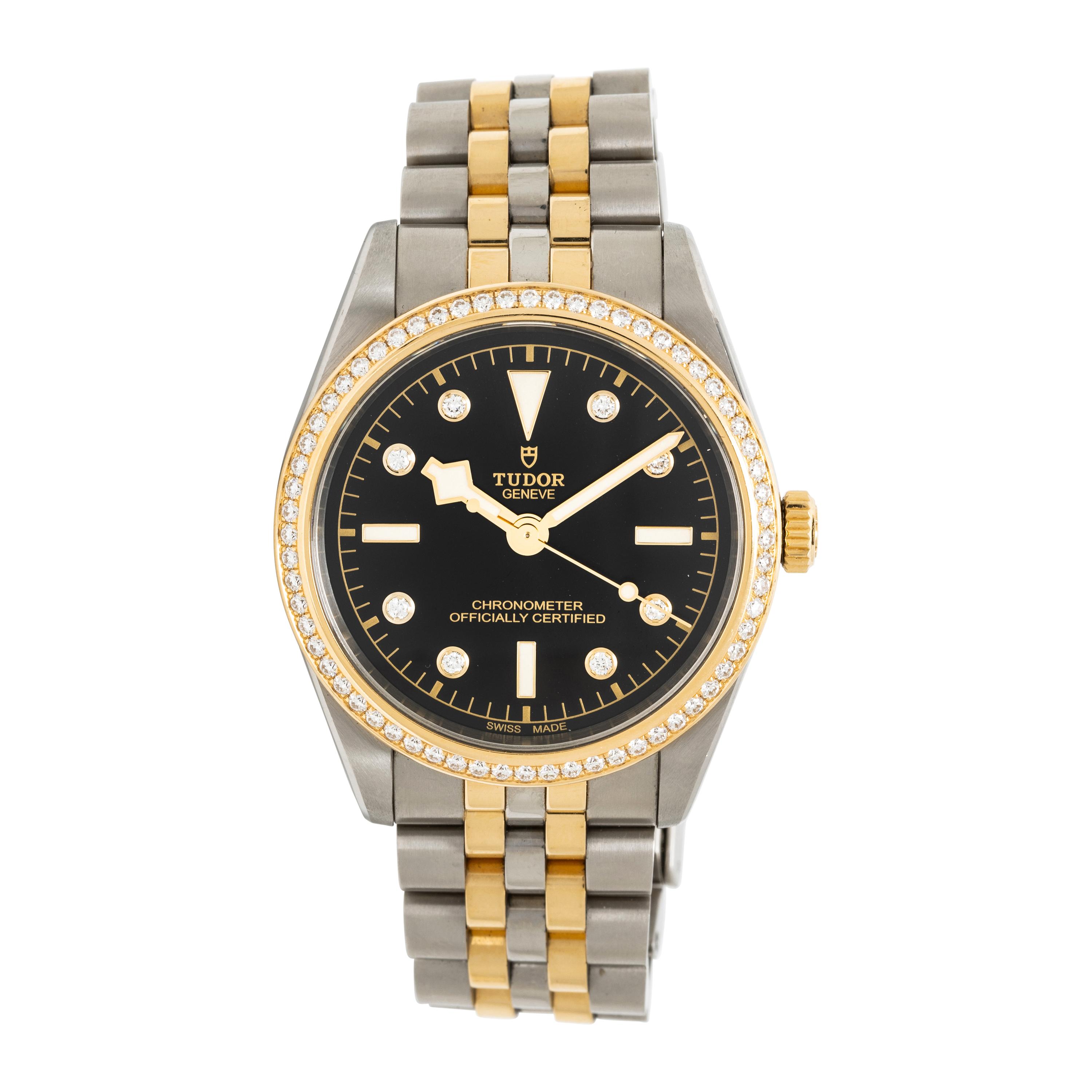 TUDOR, REF. 79653 'BLACK BAY' STAINLESS STEEL AND YELLOW GOLD WATCH WITH DIAMOND BEZEL AND INDICES