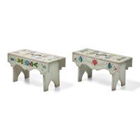 A Pair of Paint-Decorated Stools