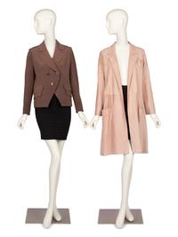 Christian Dior Haute Couture Pink Jacket and Unlabeled Suede Coat, 2000s