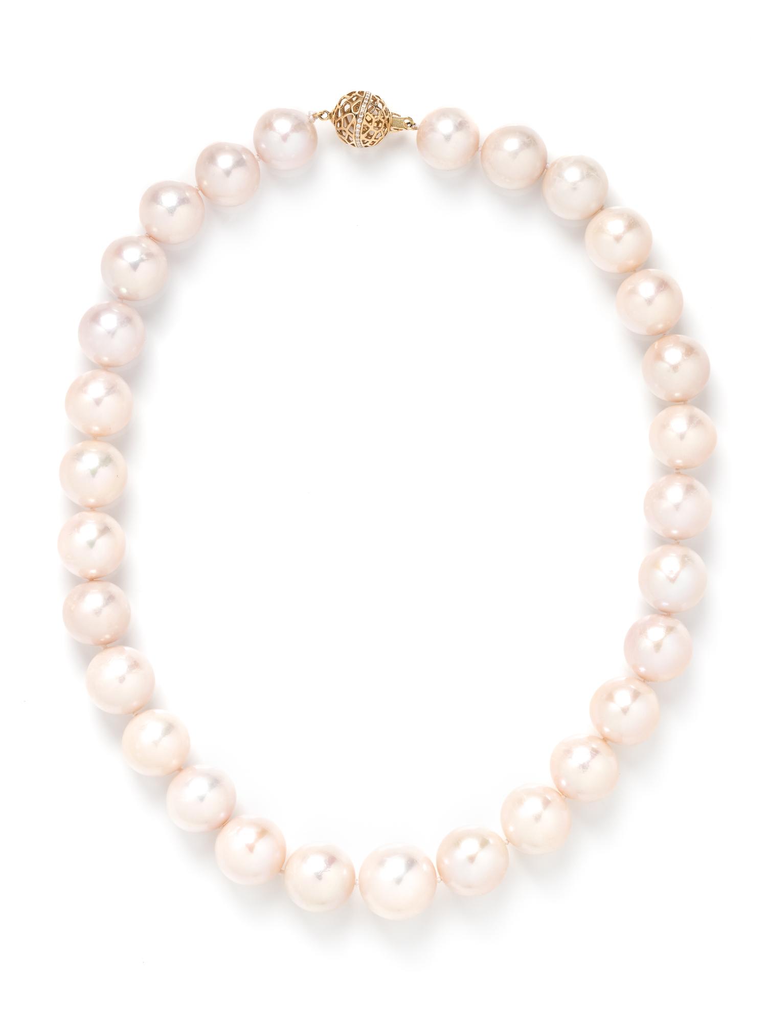 CULTURED SOUTH SEA PEARL AND DIAMOND NECKLACE