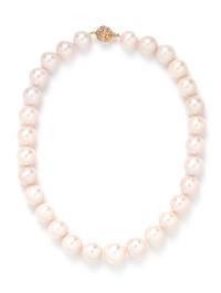 CULTURED SOUTH SEA PEARL AND DIAMOND NECKLACE