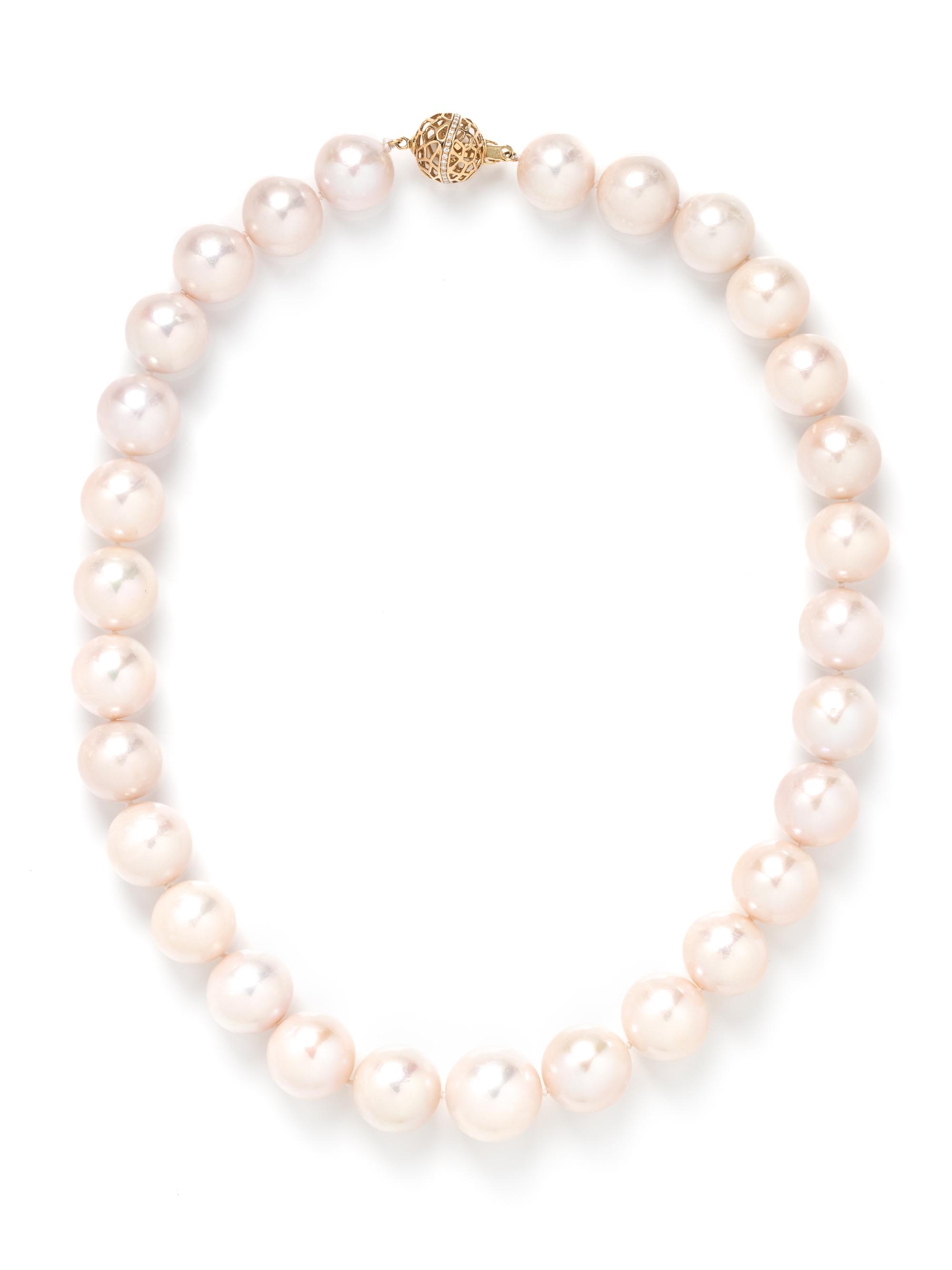 CULTURED SOUTH SEA PEARL AND DIAMOND NECKLACE