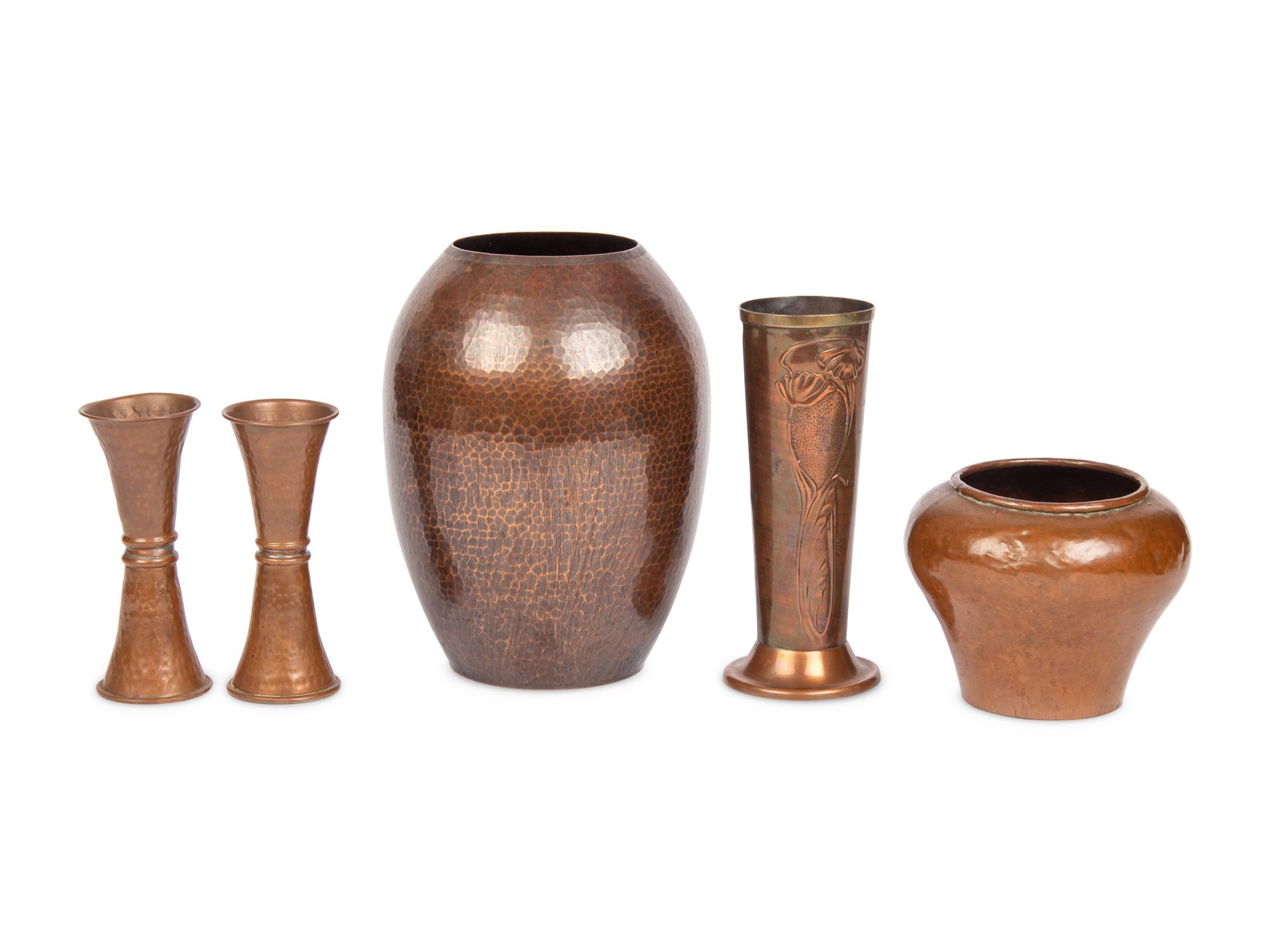 An Assembled Collection of Five Copper Vessels
