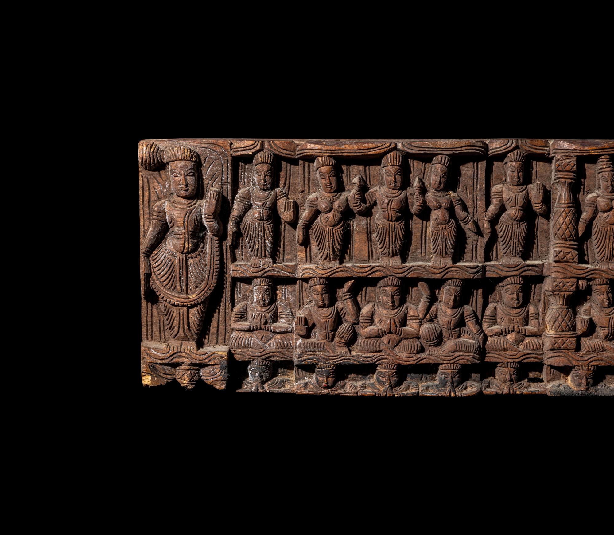 An Indian Carved Wood Panel