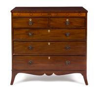 A Regency Mahogany Chest of Drawers Height 41 x width 42 1/2 x depth 19 inches. — 19TH CENTURY