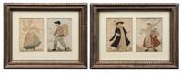 A Set of Four Paper Cut-Out Collages Each: 14 3/8 x 18 1/2 inches overall.
