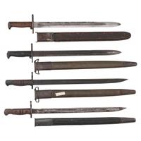 Lot of 4 WWI & WWII-era Bayonets Including: (2) U.S. M1905, U.S. M1917 & a British Contract P1913 remarked to U.S. M1917
