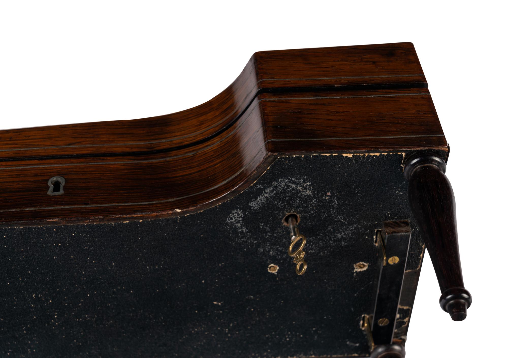 A Palais Royal Rosewood Piano-Form Musical Sewing Box