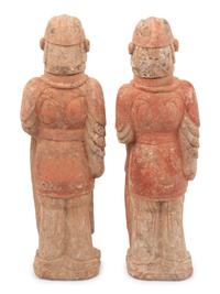 A Pair of Chinese Painted Pottery Figures of Warriors