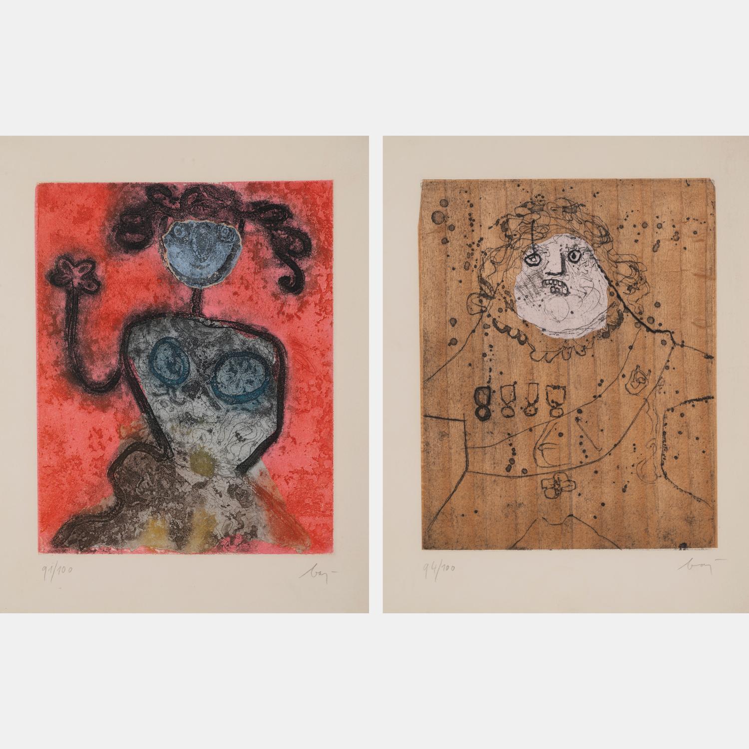 General with Mildewed Head and Lady from Dames et Généraux , 1963-1964 (a pair of works)