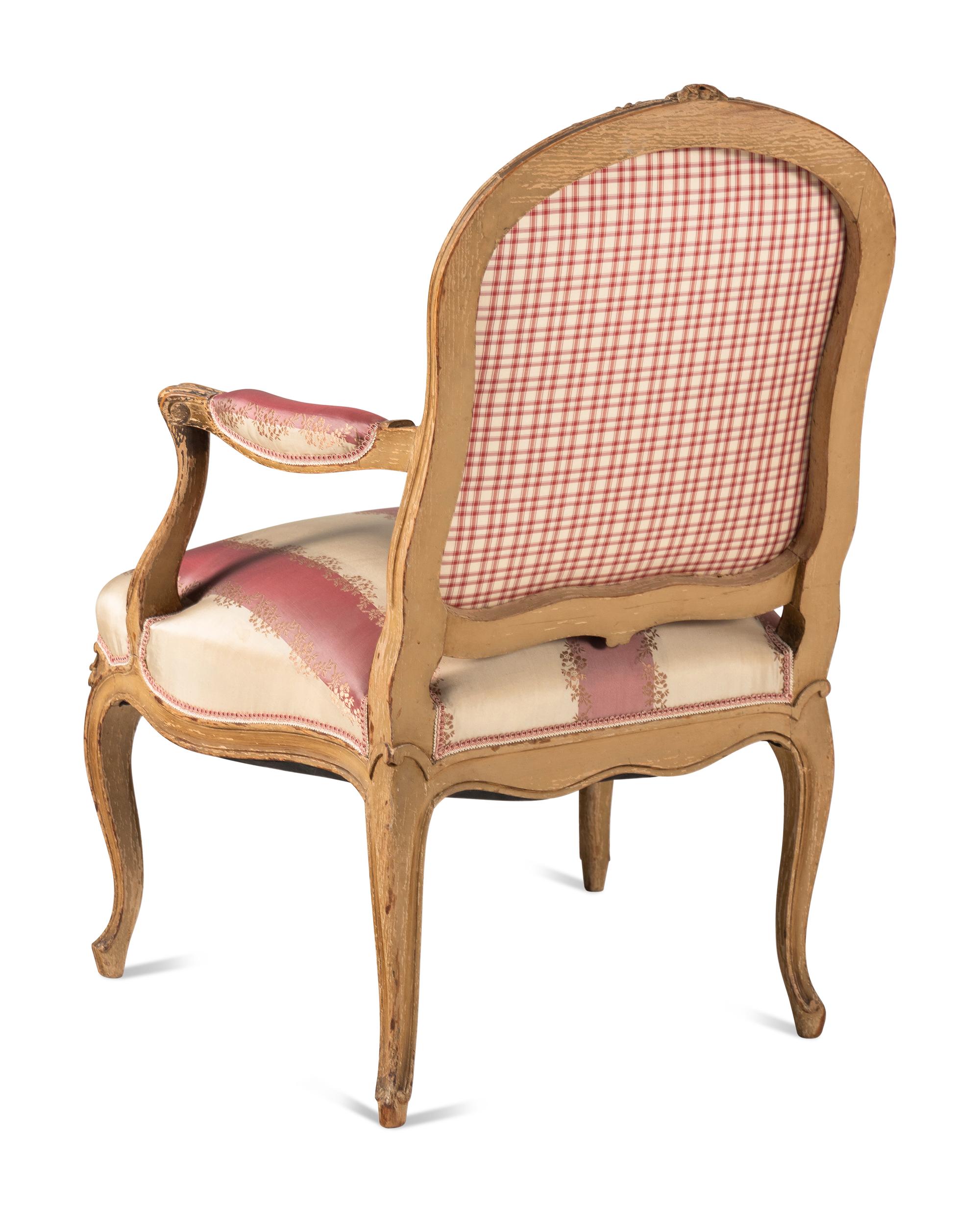 A Pair of Louis XV Style Painted Fauteuils