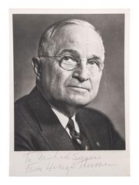 TRUMAN, Harry S. (1884-1972). Photograph signed ("Harry S. Truman"). N.p., n.d.