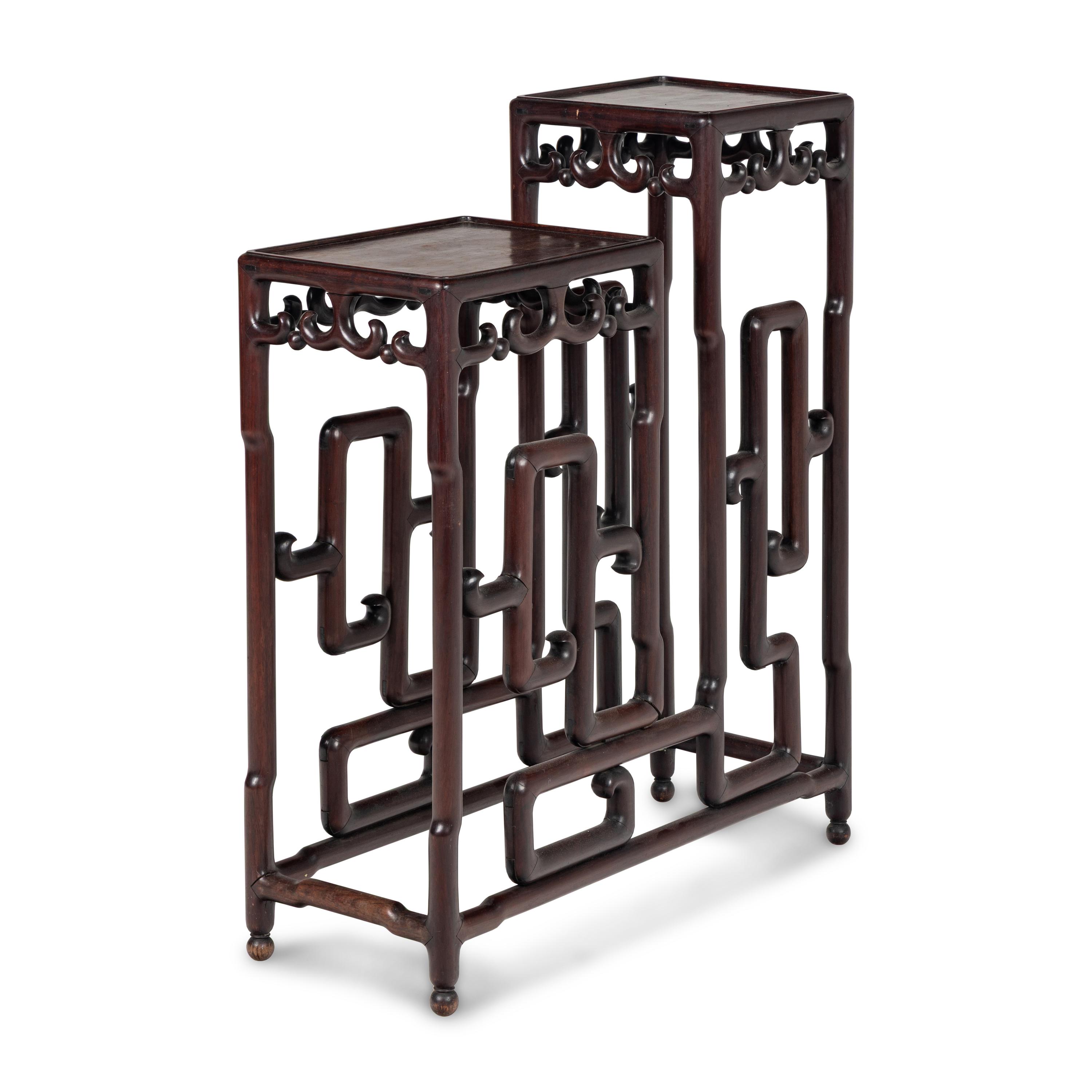 A Chinese Hardwood Two-Tier Pedestal