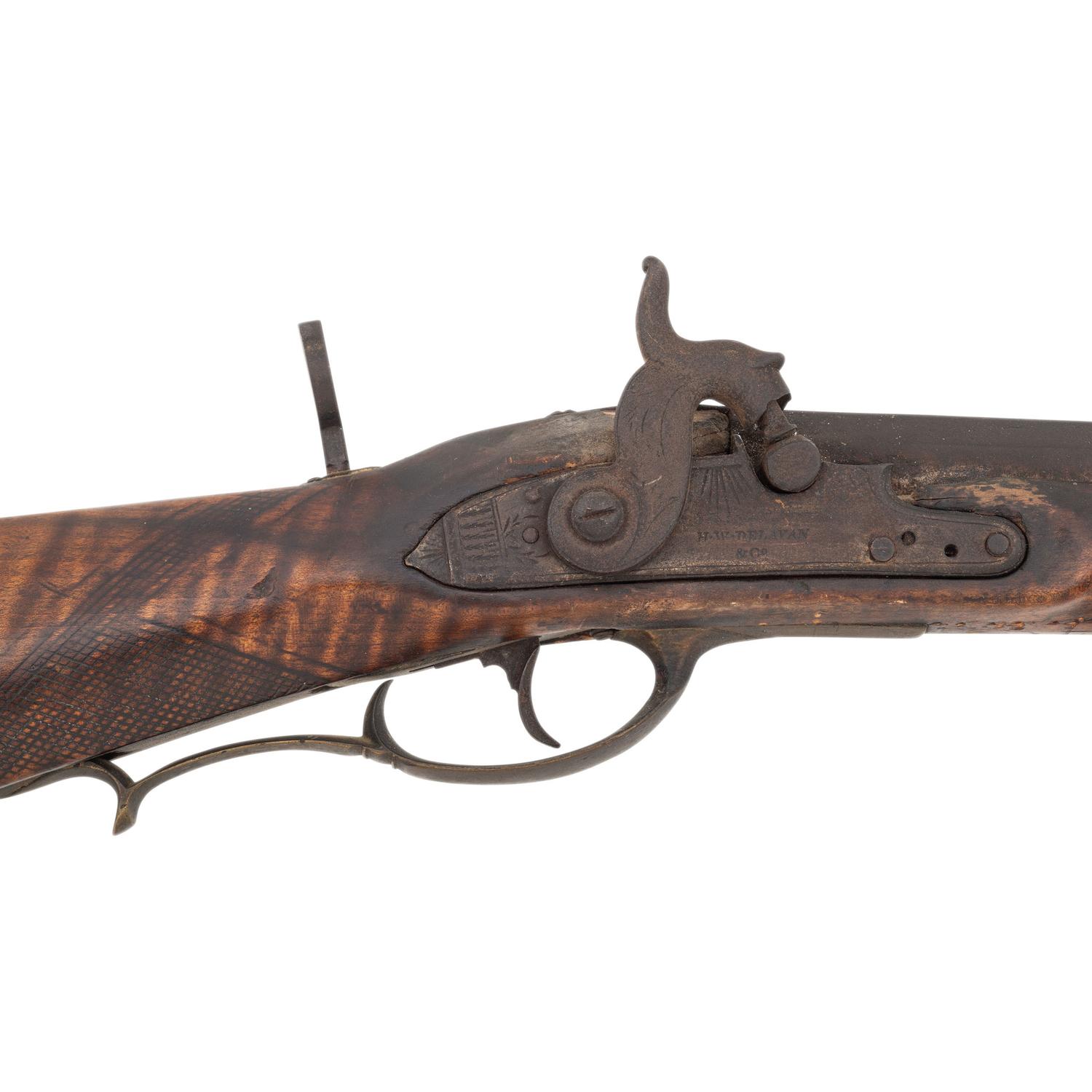 Full Stock Kentucky Long Rifle with Peep Sight by H. McClallen of New York