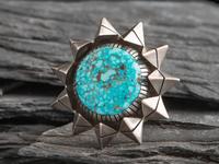 Sterling Silver and Kingman Turquoise Sunburst Ring