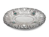 An Italian Silver and Hardstone Inset Centerpiece Bowl