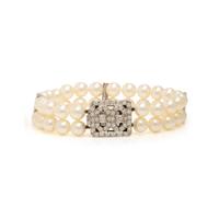 Cultured Pearl, Diamond, and White Gold Bracelet