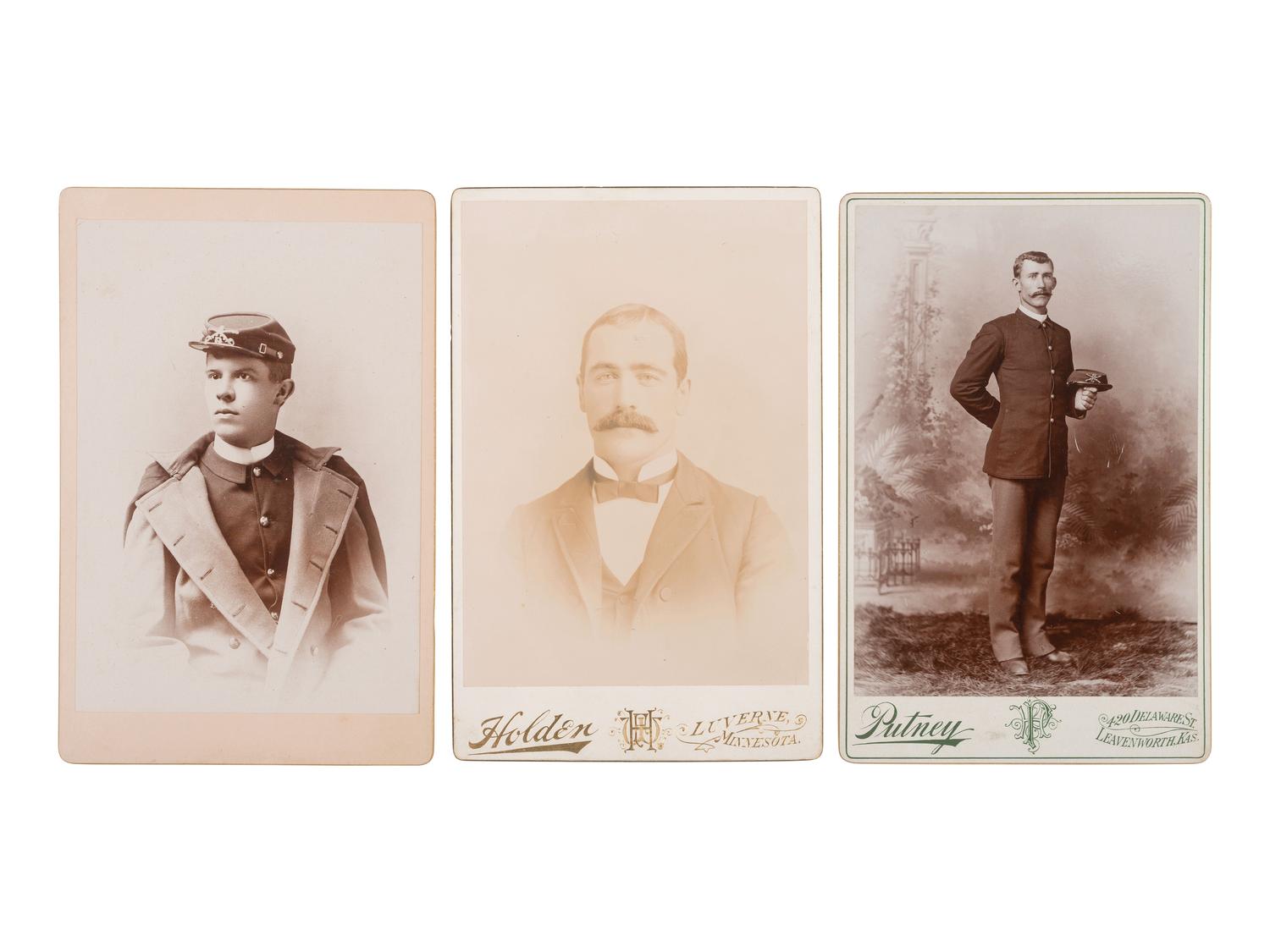 [INDIAN WARS]. A group of 21 cabinet cards of soldiers serving in the Dakotas, collected by Sergeant W.J. McDermott, 8th US Cavalry.