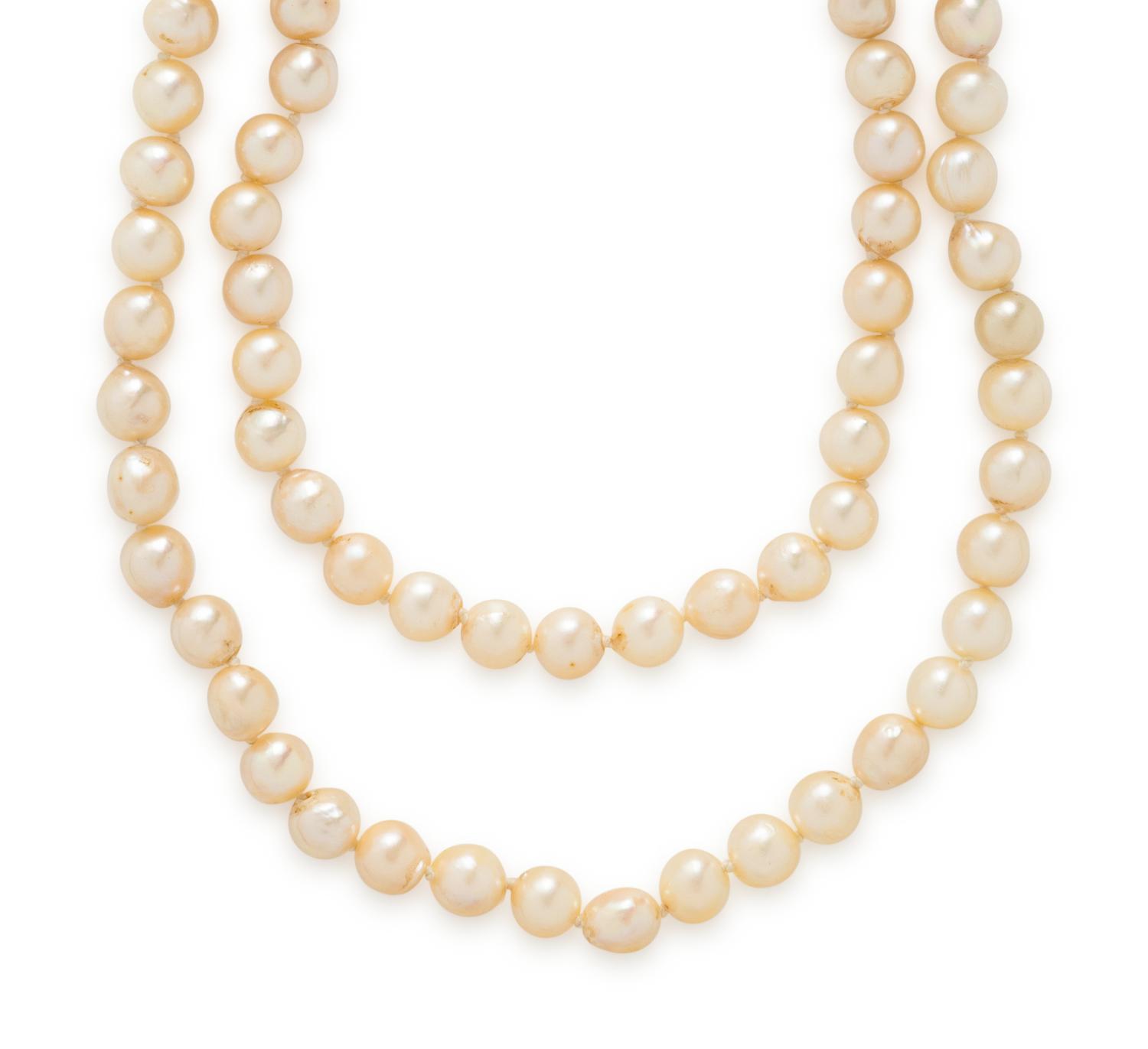 DOUBLE STRAND CULTURED PEARL AND JADE NECKLACE