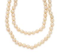DOUBLE STRAND CULTURED PEARL AND JADE NECKLACE