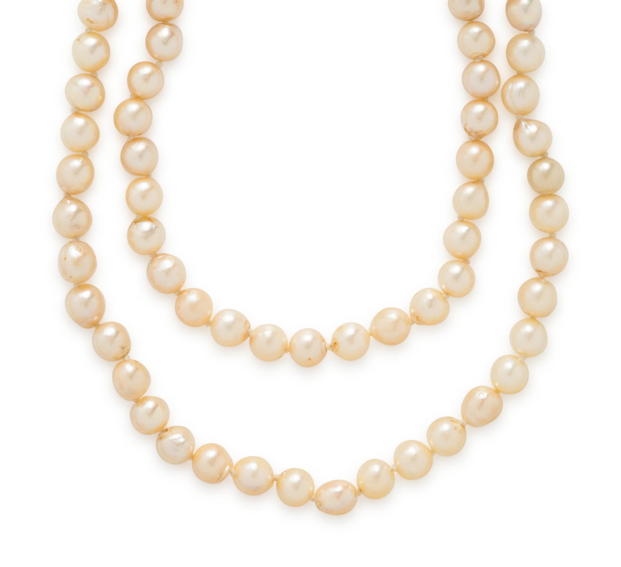 DOUBLE STRAND CULTURED PEARL AND JADE NECKLACE