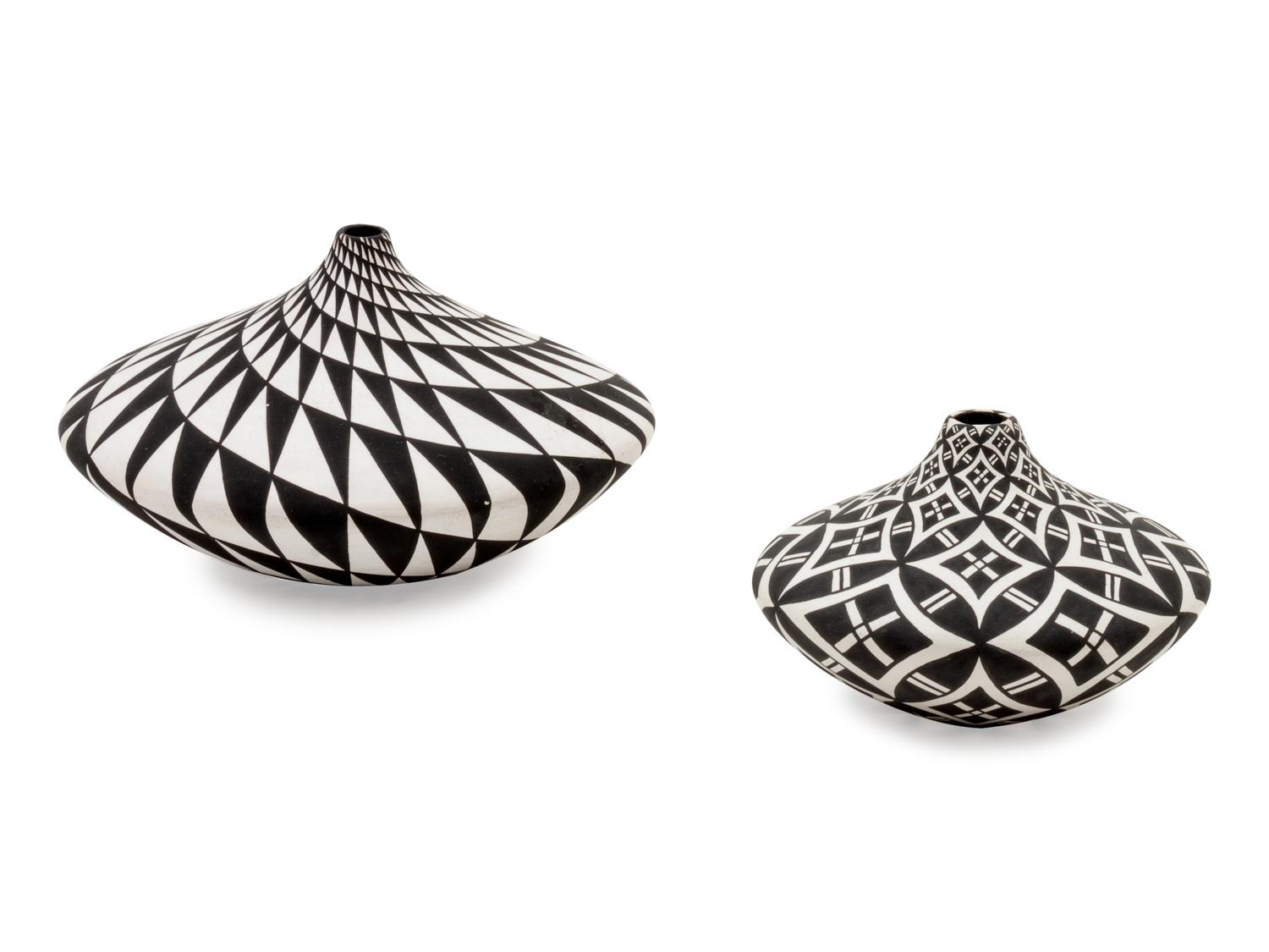 Two Black and White Acoma Vessels
