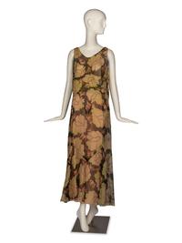 Molyneux Print Chiffon Gown and Cape, 1930s