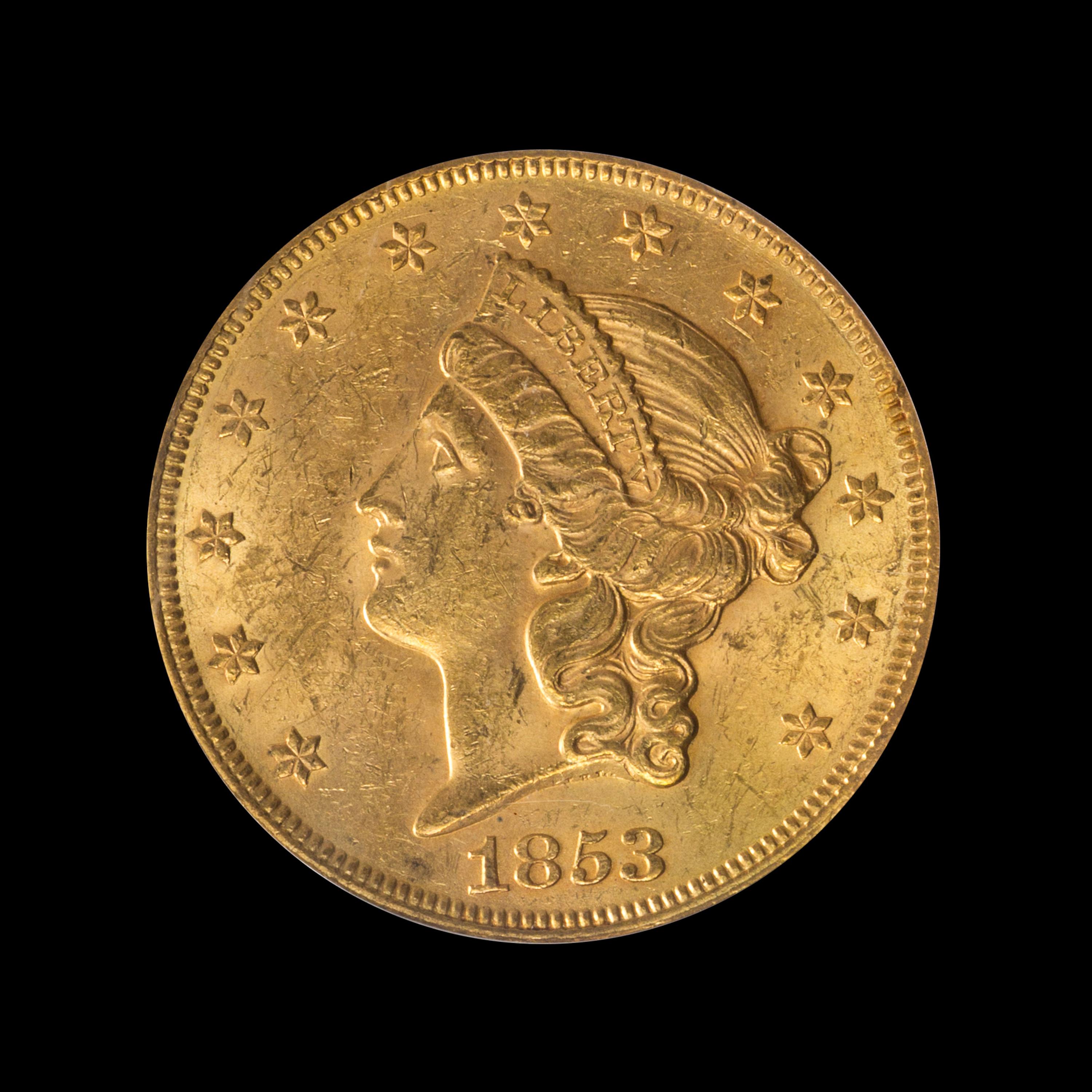 A United States 1853 Liberty Head $20 Gold Coin