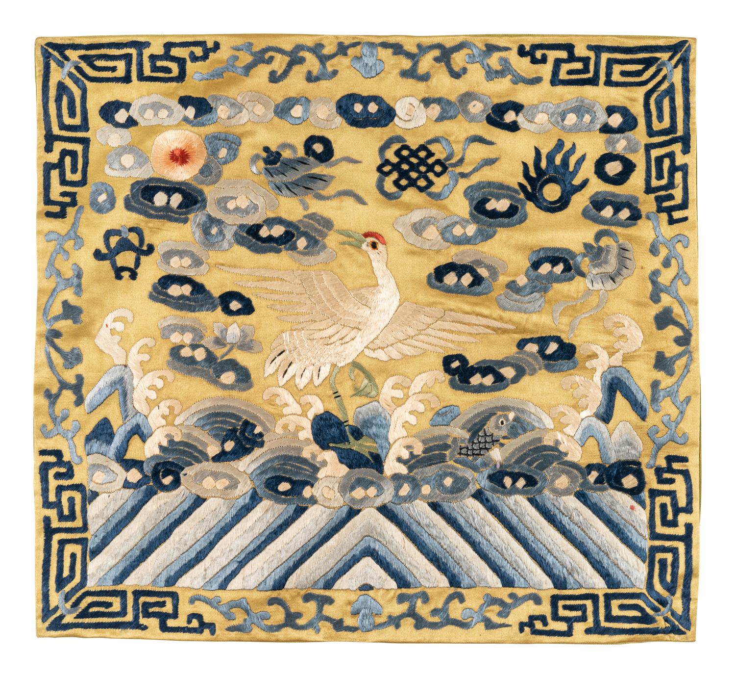 Four Embroidered Silk Rank Badges, Buzi