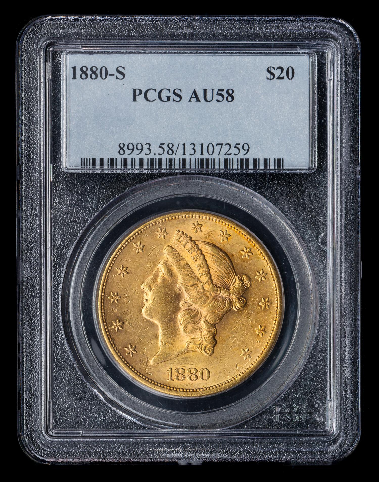 A United States 1880-S Liberty Head $20 Gold Coin