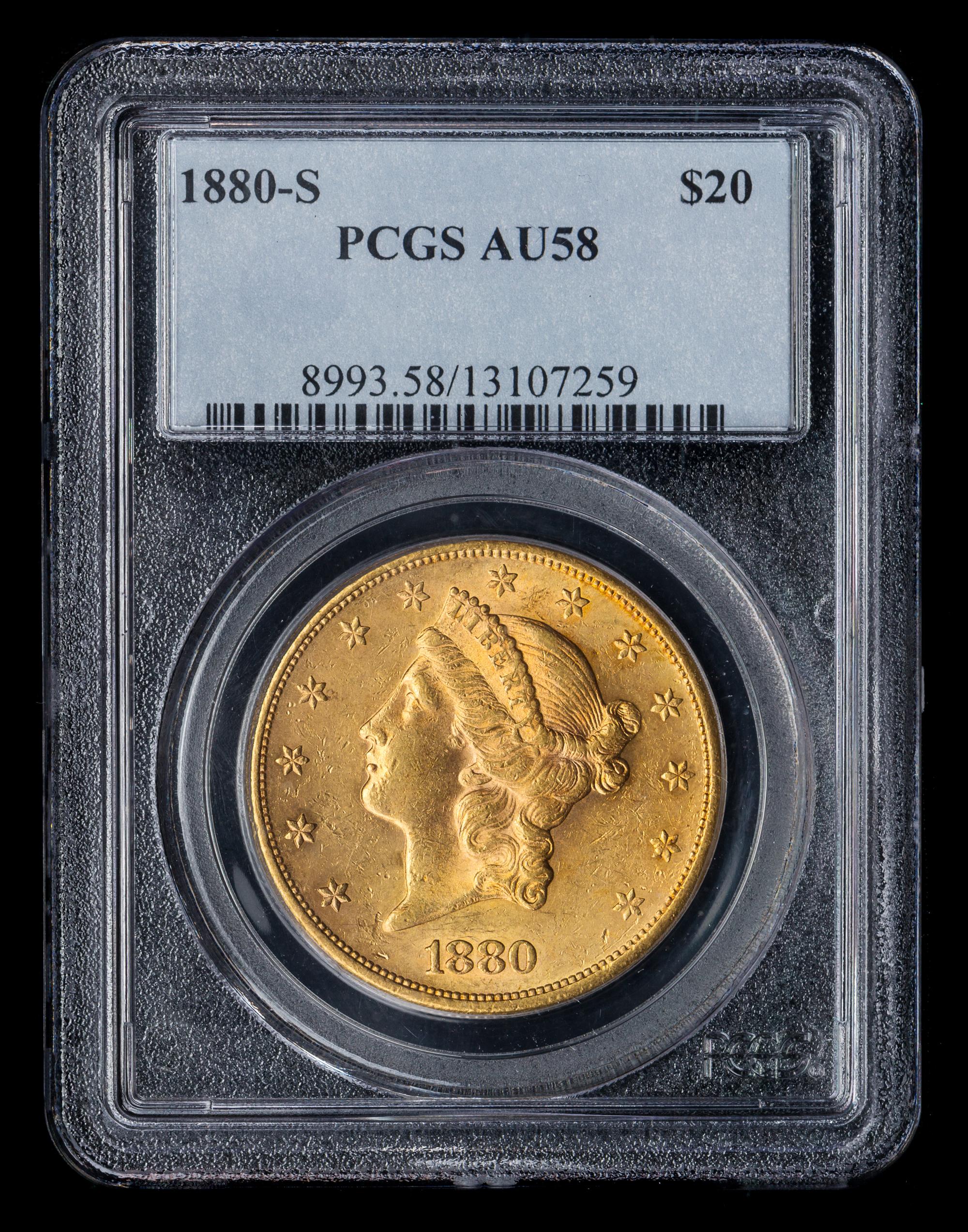 A United States 1880-S Liberty Head $20 Gold Coin