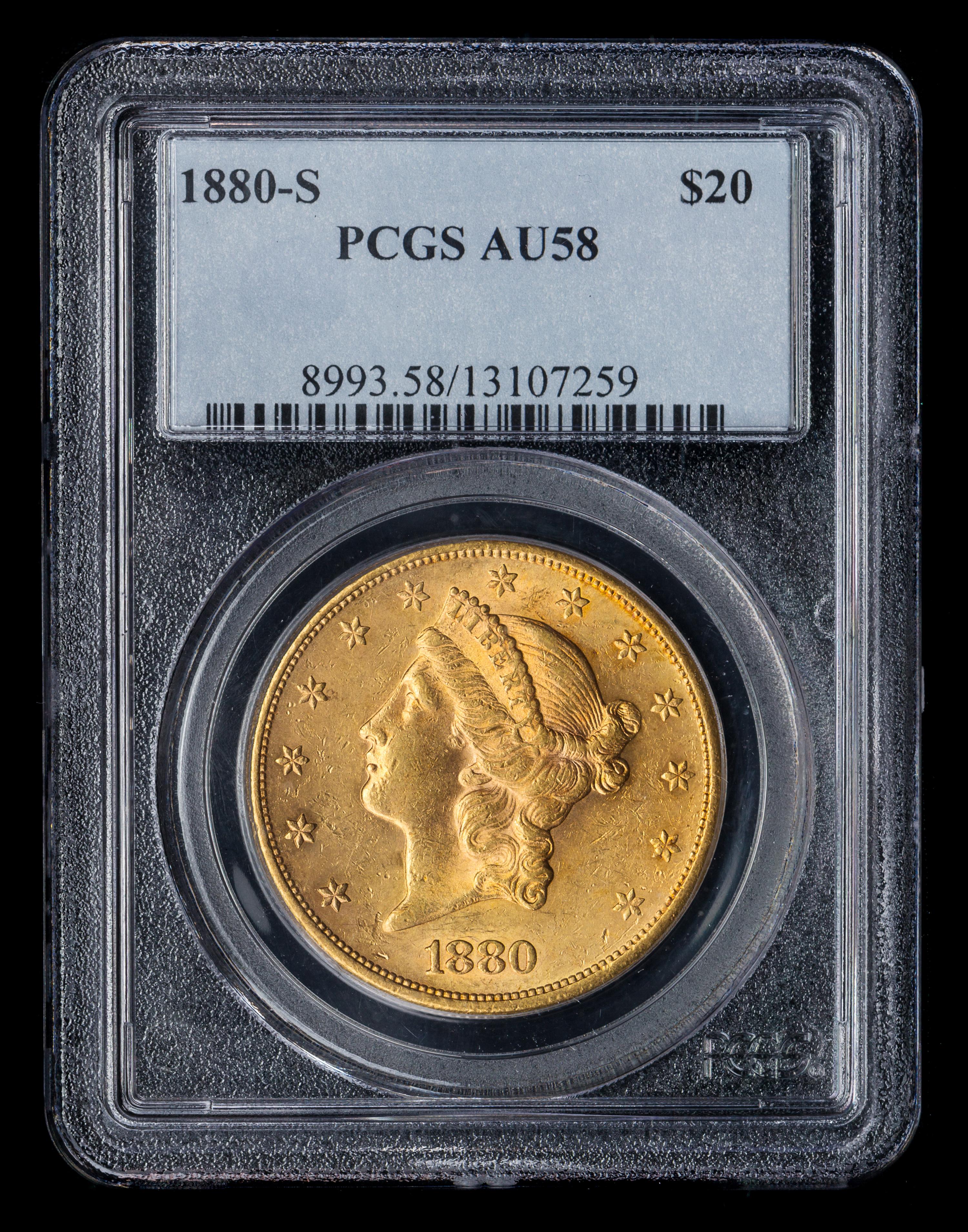 A United States 1880-S Liberty Head $20 Gold Coin